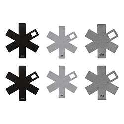 Five Simply Smart Lot de 6 Protections de Poêle Feutrine 38cm Gris & Noir