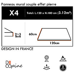 Decopine – Panneaux muraux souples texture pierre blanche naturelle