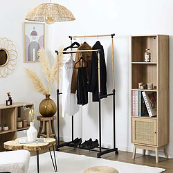 Paris Prix Portant à Vêtements Double Ajustable Effet Bois 160cm Noir pas cher