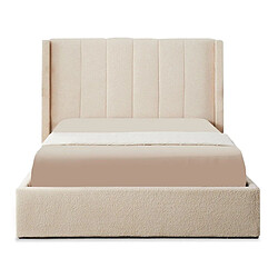 Paris Prix Lit Double Coffre Tissu Bouclette Somia 140x190cm Crème