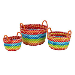 Paris prix lot de 3 paniers déco arc-en-ciel - multicolore