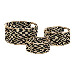 Atmosphera Lot de 3 Paniers en Roseau Angie 38cm Noir & Naturel