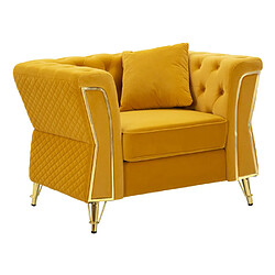 Paris prix Fauteuil velours capitonné - Moutarde