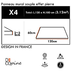 Decopine – Panneaux muraux souples texture pierre grise naturelle