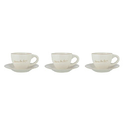 Paris Prix Lot de 3 Tasses & 3 Sous-Tasses Ilene 21cl Blanc