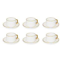 Secret De Gourmet Lot de 6 Tasses & Sous-Tasses Arya 25cl Blanc