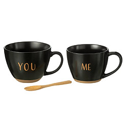 Paris Prix Lot de 2 Tasses Avec Cuillère Me You 24cm Noir