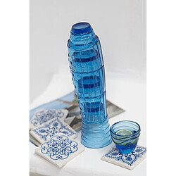 J-Line Verre empilable en poisson bleu 9x9x36 cm
