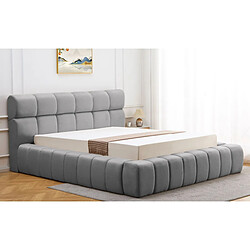 Paris Prix Lit Coffre Matelassé en Tissu Seth 140x190cm Gris Foncé