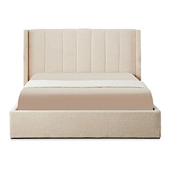 Paris Prix Lit Double Coffre Tissu Bouclette Somia 160x200cm Crème