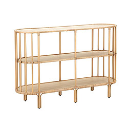 Mauro Ferretti Console d'entrée en métal et rotin 3 étagères boho chic Panama