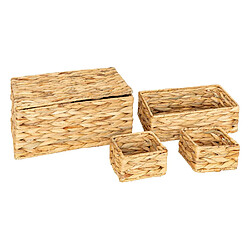 Atmosphera Lot de 4 Paniers en Jacinthe Lia 33cm Naturel