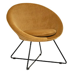 Atmosphera Fauteuil velours rétro - Ocre
