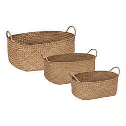 Atmosphera Lot de 3 Paniers de Rangement Elora 50cm Naturel