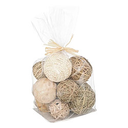 Atmosphera Lot de Boules Décoratives Tressé 30cm Naturel 