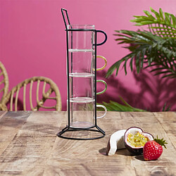 Avis Paris Prix Lot de 4 Tasses à Café Avec Support Paradis 8cm Transparent