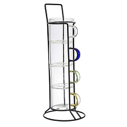 Paris Prix Lot de 4 Tasses à Café Avec Support Paradis 8cm Transparent