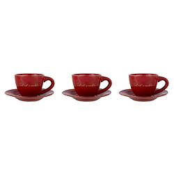 Paris Prix Lot de 3 Tasses & 3 Sous-Tasses Ilene 21cl Rouge