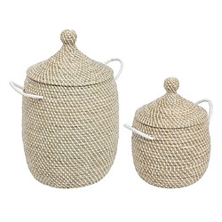 Atmosphera Lot de 2 Paniers déco Soleya 58cm Beige
