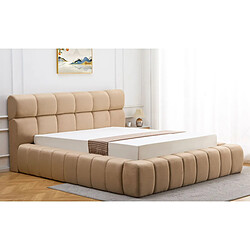 Paris Prix Lit Coffre Matelassé en Tissu Seth 140x190cm Beige