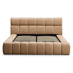 Paris Prix Lit Coffre Matelassé en Tissu Seth 140x190cm Beige