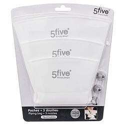Five Simply Smart Lot de 3 Poches à Douilles Réutilisables 35cm Blanc pas cher
