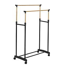 Paris Prix Portant à Vêtements Double Ajustable Effet Bois 160cm Noir 