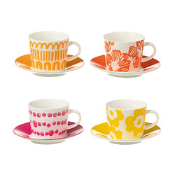Paris Prix Lot de 4 Tasses & Sous-Tasses Fiesta Sud 9Cl Multicolore