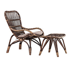 Paris prix Fauteuil de jardin avec repose-pieds - Noyer foncé