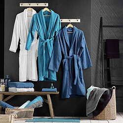 Douceur D'Interieur Peignoir Col Châle en Coton Tendresse Anthracite pas cher
