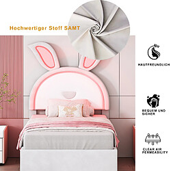 Blossom Paris Lit enfant 90x200, velours, avec lit extra, tiroir, LED colorée, beige pas cher