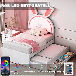 Acheter Blossom Paris Lit enfant 90x200, velours, avec lit extra, tiroir, LED colorée, beige