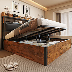 Blossom Paris Cadre de lit 180x200 avec mécanisme hydraulique, USB, tête, design vintage, noir