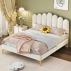 Acheter Blossom Paris Lit double rembourré 140x200 avec tête de lit et sommier, velours beige peau douce