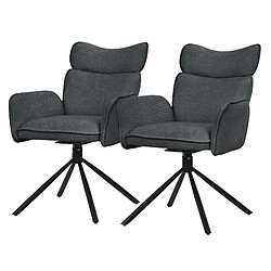 ML-Design Lot 2 chaises pivotantes à 360° fauteuil tissu anthracite accoudoirs pieds métal