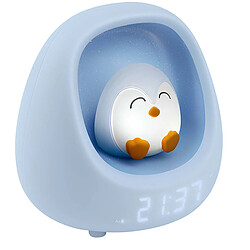 BigBen Réveil Digital Pingouin Blanc / Bleu