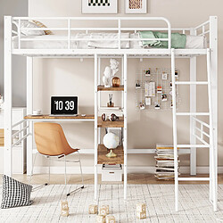 Acheter Blossom Paris Lit mezzanine 90x200cm blanc, sans matelas, bureau, étagères, échelle