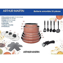 Batterie de cuisine 20 pieces Arthur Martin - aluminium - poignée amovible - tous feux dont induction