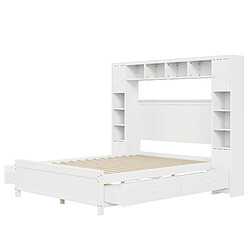 Acheter Blossom Paris Lit double 140x200 en bois massif avec 4 tiroirs et grand rangement, sommier, blanc