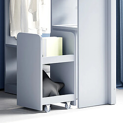 Blossom Paris Lit mezzanine enfant 90x200 cm, étagères multiples, cintres, chariot, rangement, gris. pas cher