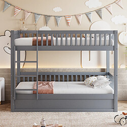 Blossom Paris Lit superposé enfant 90x200 en bois massif, système rangement hydraulique, gris