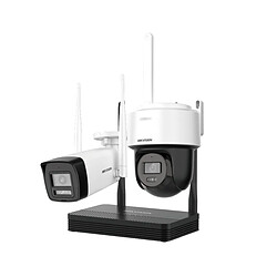 Kit de Vidéosurveillance Hikvision Caméra 4MP + Caméra PT 4MP + NVR IP 4 Canaux 6MP 2,8 mm