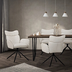 ML-Design Lot de 6 chaises pivotantes à 360° fauteuil tissu beige + accoudoirs pieds métal