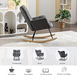 Avis Blossom Paris Fauteuil à bascule mid-century, tissu lin, matelassé, siège rembourré, pour salon/chambre, gris