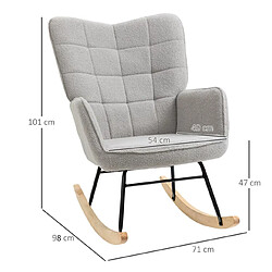Otherland Fauteuil à bascule, tissu bérber, capacité 120 kg, gris clair 71 x 98 x 101 cm