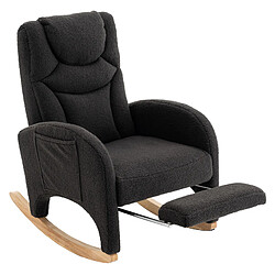 Blossom Paris Fauteuil à bascule, relax, accoudoirs, rembourré, velours teddy gris foncé, capacité 110 kg