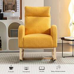 Otherland Fauteuil à bascule mid-century, velours teddy, siège rembourré, pour salon/chambre, jaune