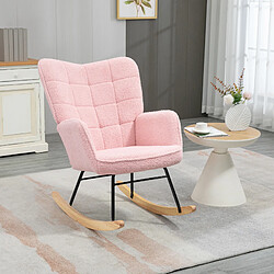 Otherland Fauteuil à bascule, imitation peau de mouton, capacité 120 kg, rose, pour salon/chambre