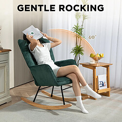 Avis Blossom Paris Fauteuil à bascule en tissu cordé, accoudoirs, patins en bois, pour salon/chambre, vert foncé