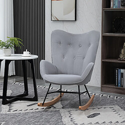 Otherland Fauteuil à bascule ergonomique, velours, capacité 150 kg, pour salon/chambre, gris clair